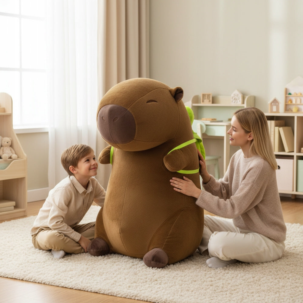 Didelė Pliušinė Kapibara su Vėžliu – Minkštas Žaislas-Pagalvė, 100 cm