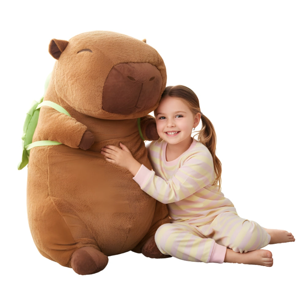 Didelė Pliušinė Kapibara su Vėžliu – Minkštas Žaislas-Pagalvė, 100 cm