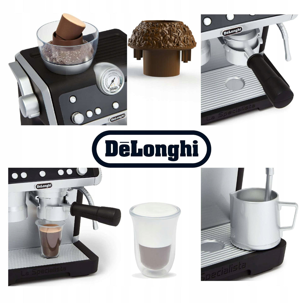Žaislinis DeLonghi Kavos Aparatas Vaikams – Casdon Rinkinys Su Priedais, 25 Cm