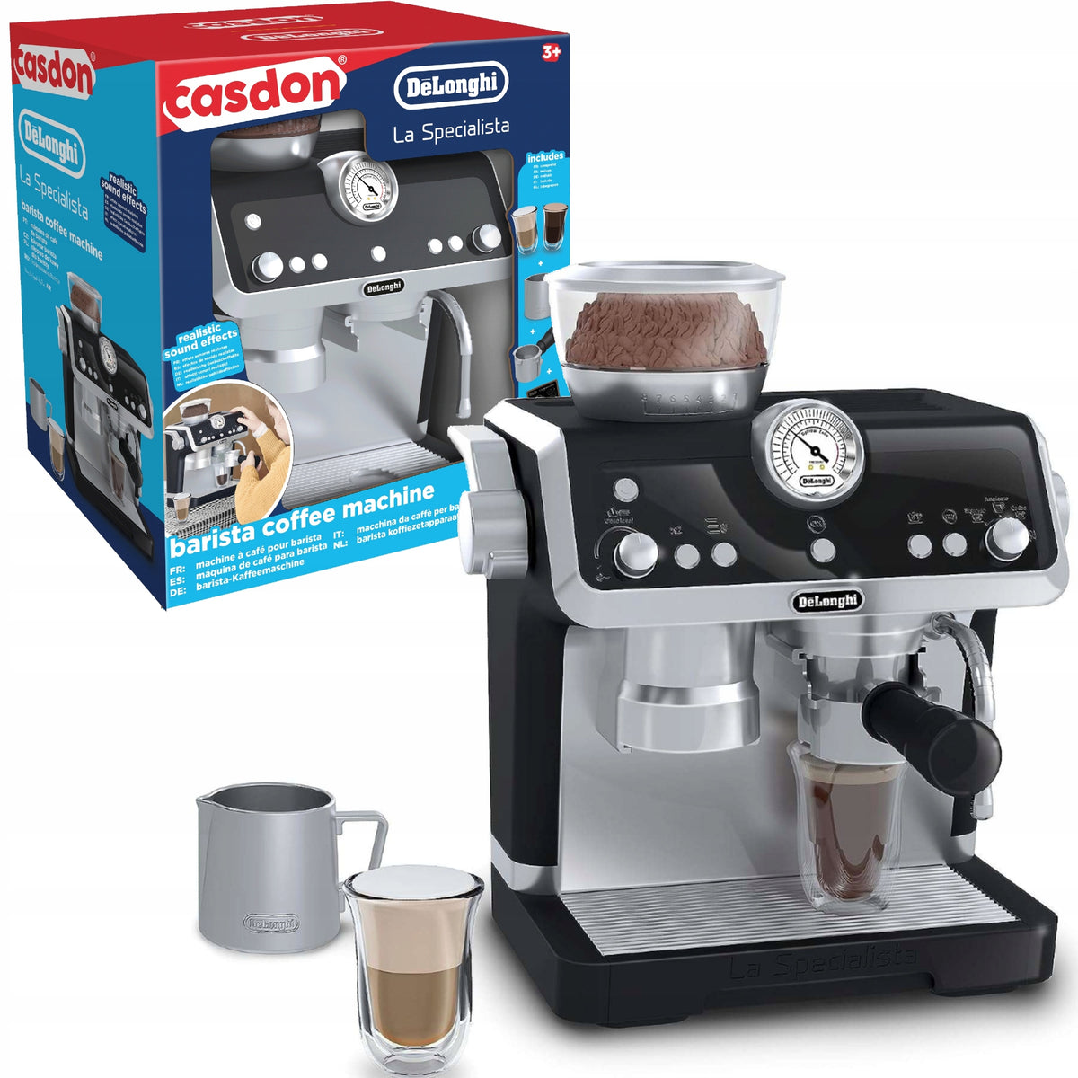 Žaislinis DeLonghi Kavos Aparatas Vaikams – Casdon Rinkinys Su Priedais, 25 Cm