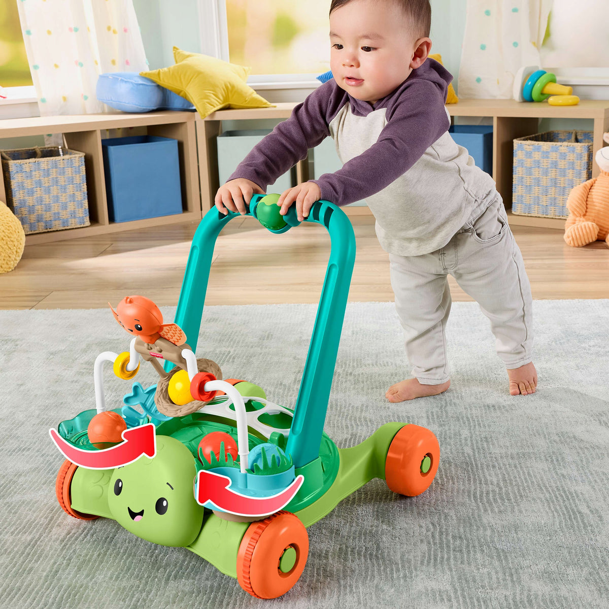 Fisher-Price Vėžliukas – Aktyvinanti Vaikštynė-Stūmiklis 2 Viename Su Kamuoliukais