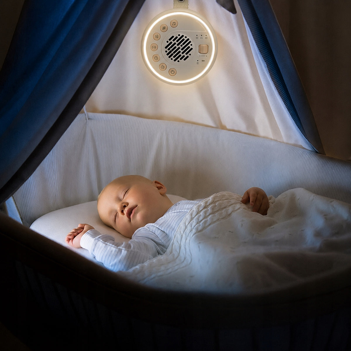 Baltojo Triukšmo Generatorius Vaikams – Naktinė Lempa Su Bluetooth Garsiakalbiu