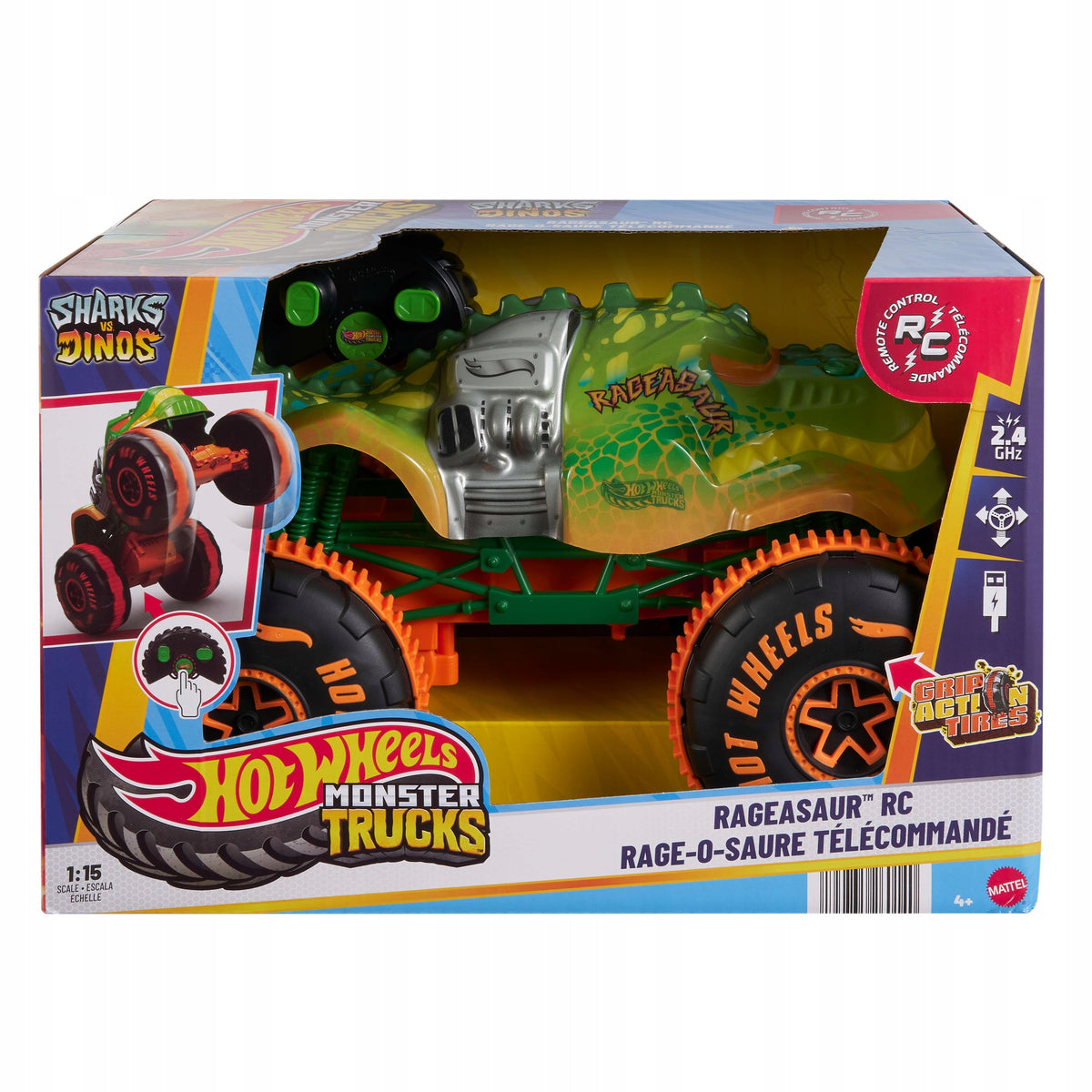 Hot Wheels Monster Trucks Rageasaur RC Nuotoliniu Būdu Valdomas Dinozauras