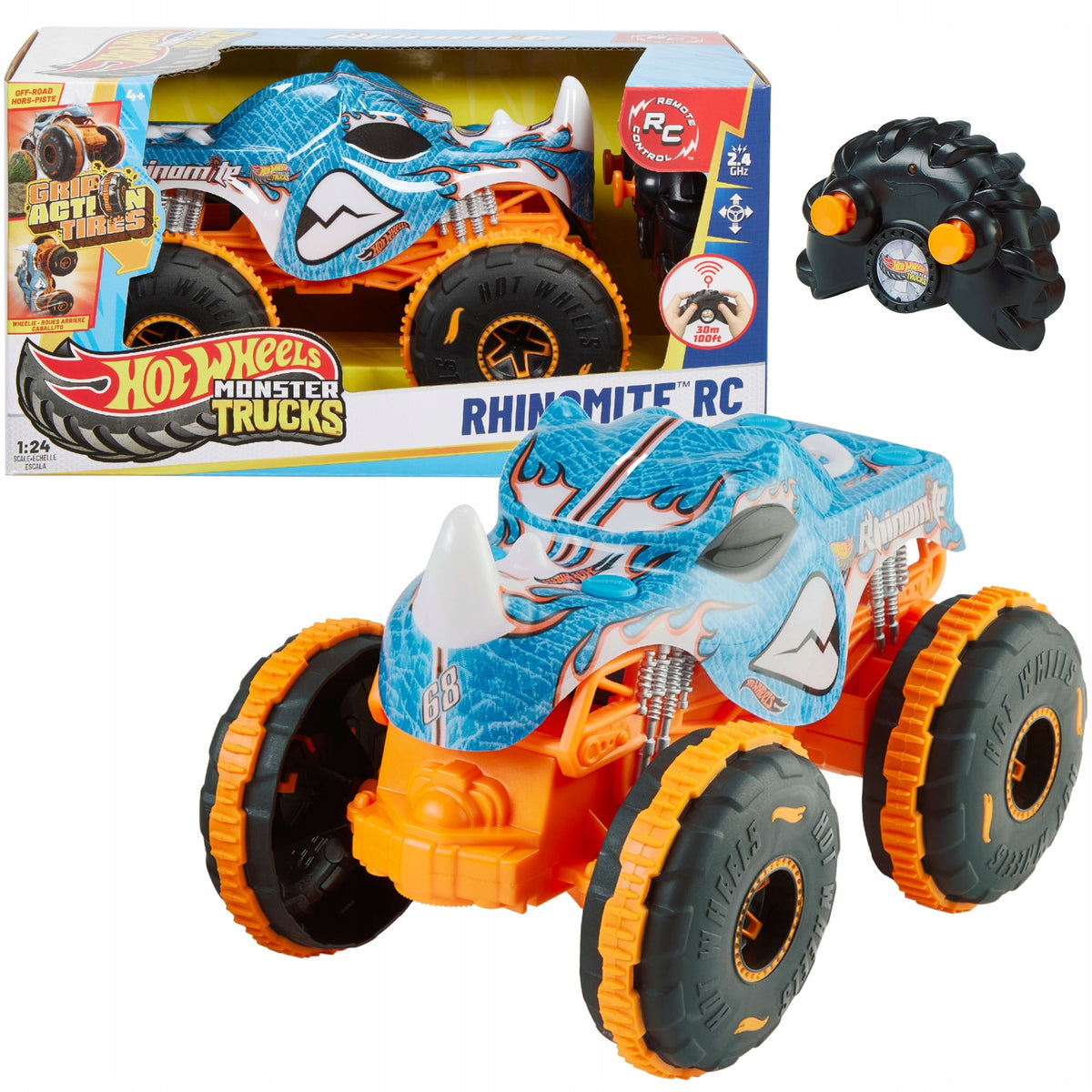 Hot Wheels Monster Trucks Rhinomite – Nuotoliniu Būdu Valdomas Raganosio Automobilis