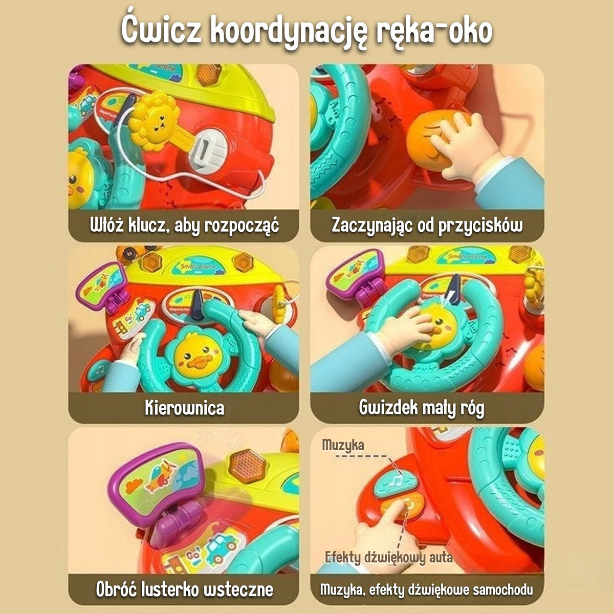 Interaktyvus vairas lėktuvas vežimėliui ir lovytei su efektais, 18 mėn.+