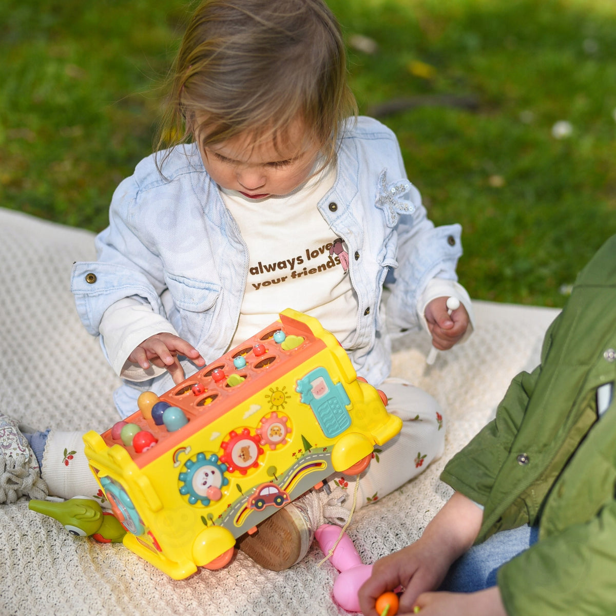 Interaktyvus Edukacinis Montessori Autobusiukas 6in1 su Plaktuku ir Cimbolais