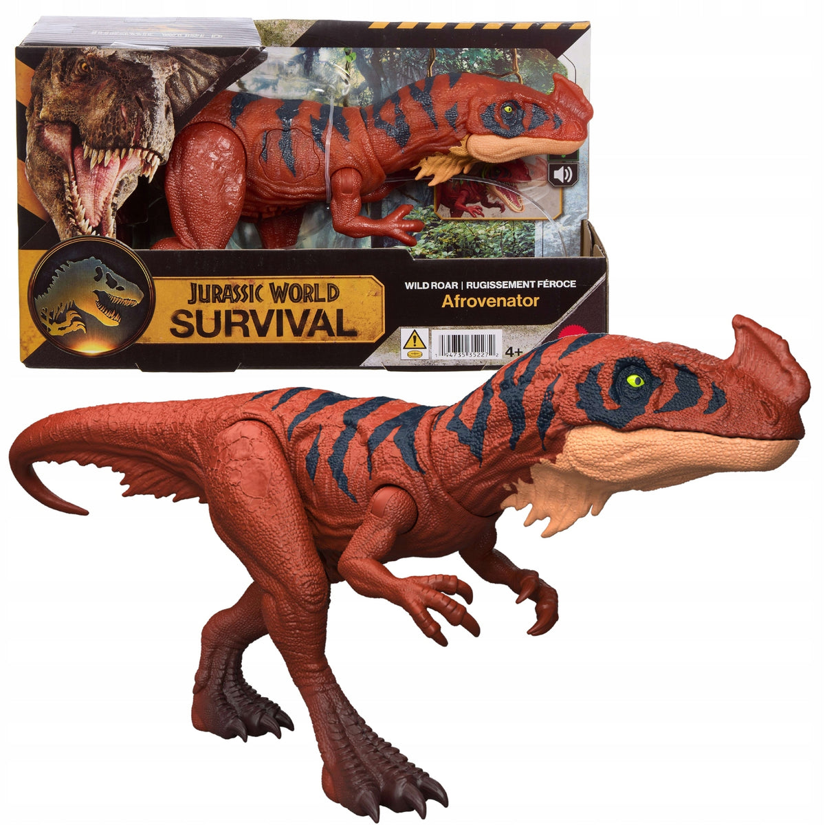 Jurassic World Riaumojantis Dinozauras Afrovenatoras – Interaktyvi Figūrėlė Su Šviesa Ir Garsu