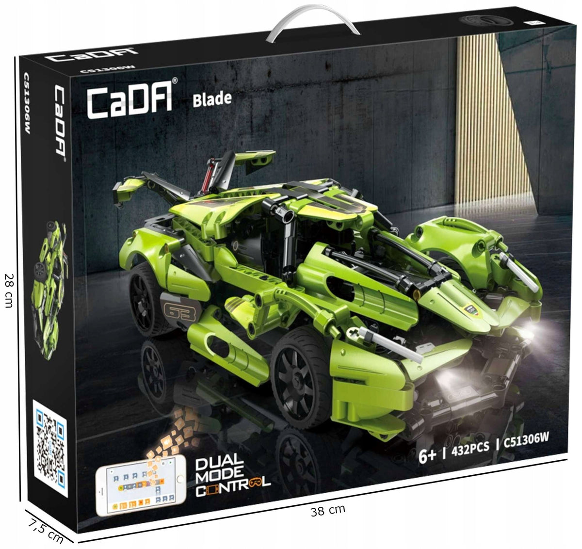 CaDA Konstruktorius – Nuotoliniu Būdu Valdomas Automobilis Blade, 432 Detalės, RC Dual Mode + LED