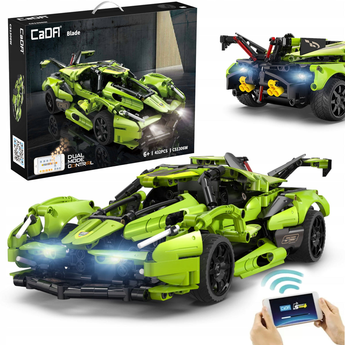 CaDA Konstruktorius – Nuotoliniu Būdu Valdomas Automobilis Blade, 432 Detalės, RC Dual Mode + LED