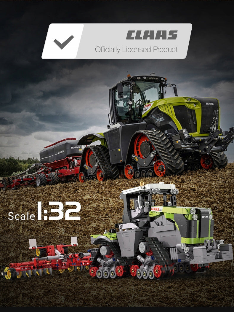 CaDA Konstrukciniai Klocai Claas Xerion 5000 – Licencijuotas Žemės Ūkio Traktorius, 1336 Detalės