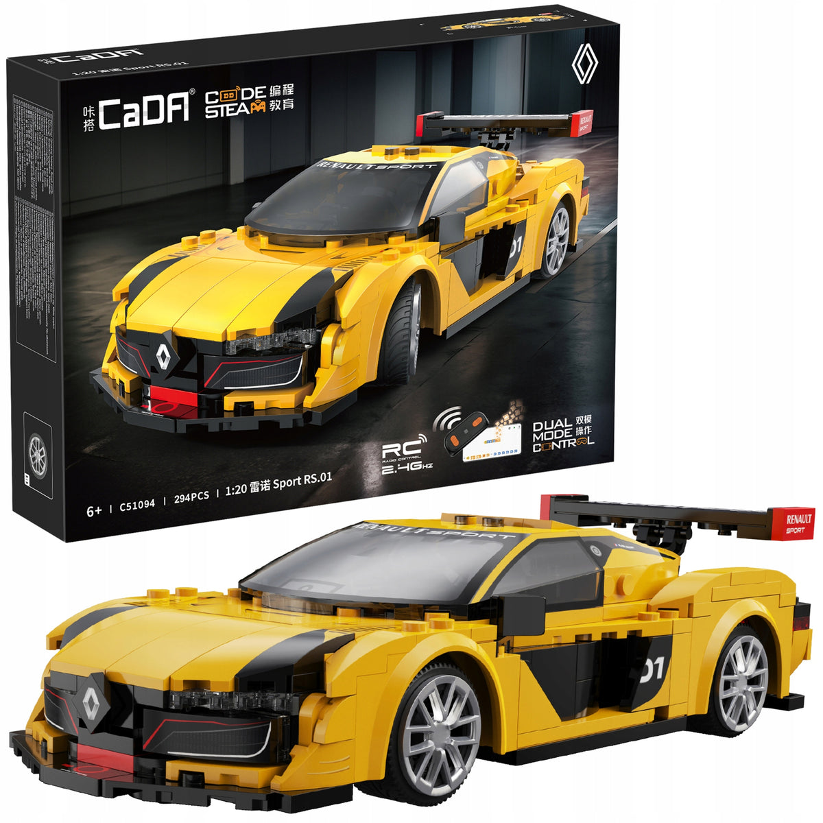 CaDA Renault Sport RS.01 1:20 – Konstrukcinis Nuotoliniu Būdu Valdomas Sportinis Automobilis, 294 Detalės