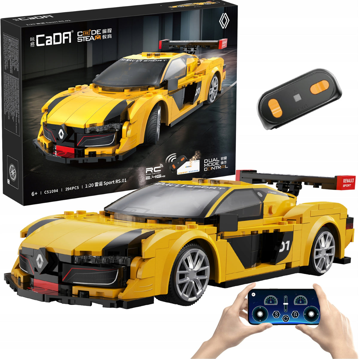 CaDA Renault Sport RS.01 1:20 – Konstrukcinis Nuotoliniu Būdu Valdomas Sportinis Automobilis, 294 Detalės