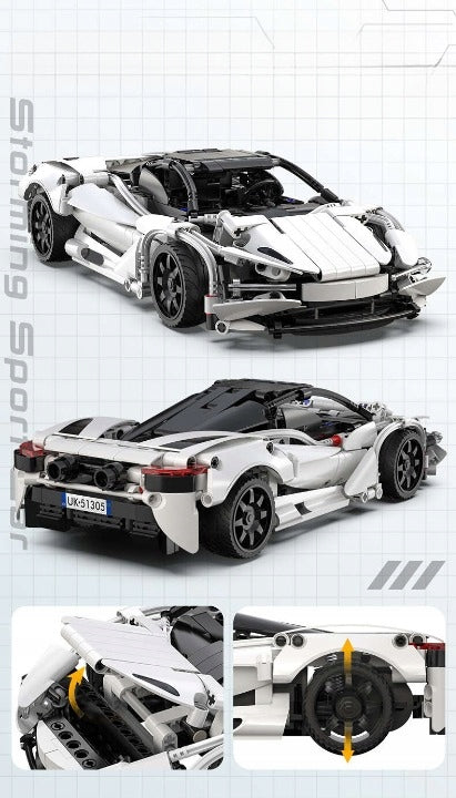 CaDA Konstruktorius – Nuotoliniu Būdu Valdomas Sportinis Automobilis „Storming Sport Car“, 30 cm, 402 Detalės, Dual Mode