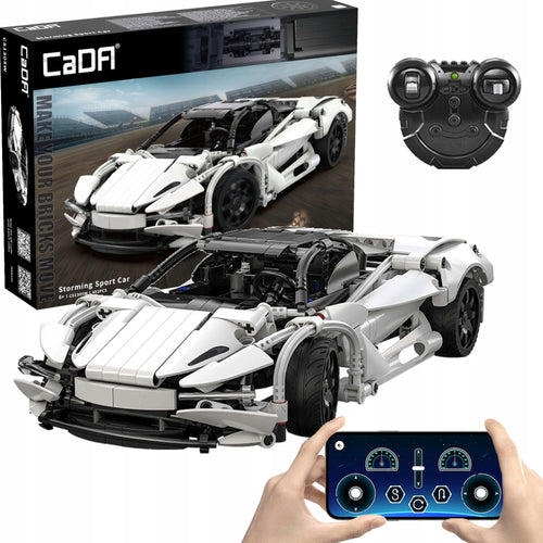 CaDA Konstruktorius – Nuotoliniu Būdu Valdomas Sportinis Automobilis „Storming Sport Car“, 30 cm, 402 Detalės, Dual Mode