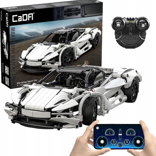 CaDA Konstruktorius – Nuotoliniu Būdu Valdomas Sportinis Automobilis „Storming Sport Car“, 30 cm, 402 Detalės, Dual Mode