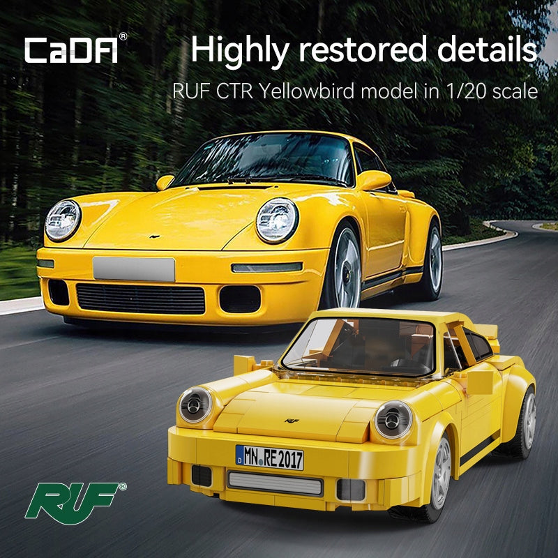 CADA Konstravimo Rinkinys – Nuotoliniu Būdu Valdomas RUF CTR 2017 Yellowbird Automobilis, 222 Detalės