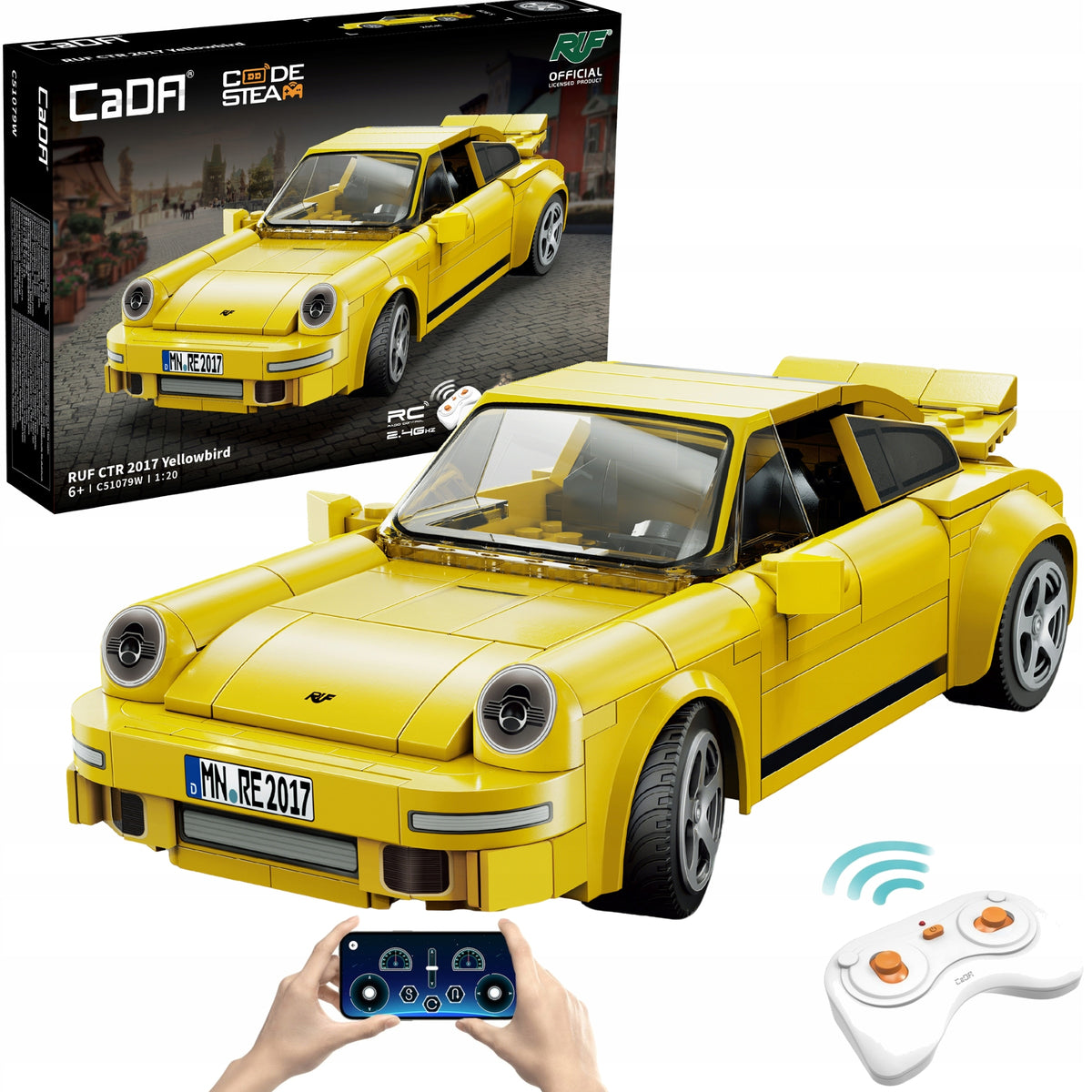 CADA Konstravimo Rinkinys – Nuotoliniu Būdu Valdomas RUF CTR 2017 Yellowbird Automobilis, 222 Detalės