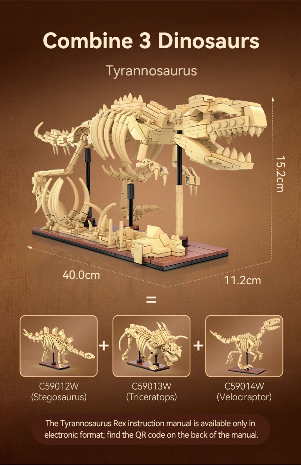 CaDA Konstruktorius – Triceratopso Dinozauro Skeletas „Dinosaur Fossils“, 272 Detalės