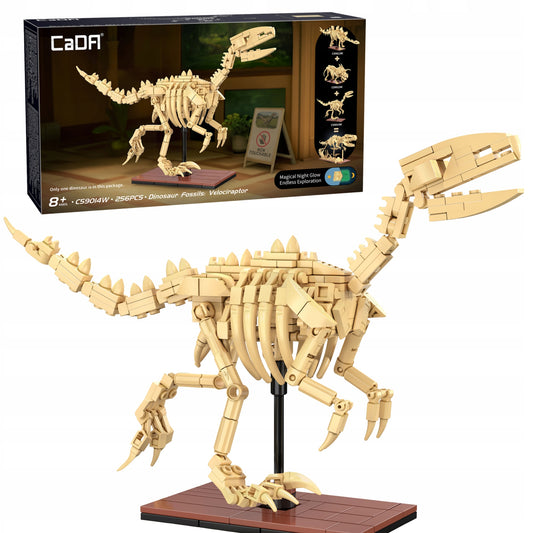 CaDA Konstrukcinių Kaladėlių Rinkinys – Velociraptoro Skeletas, Dinozaurų Fosilijos, 256 Detalės