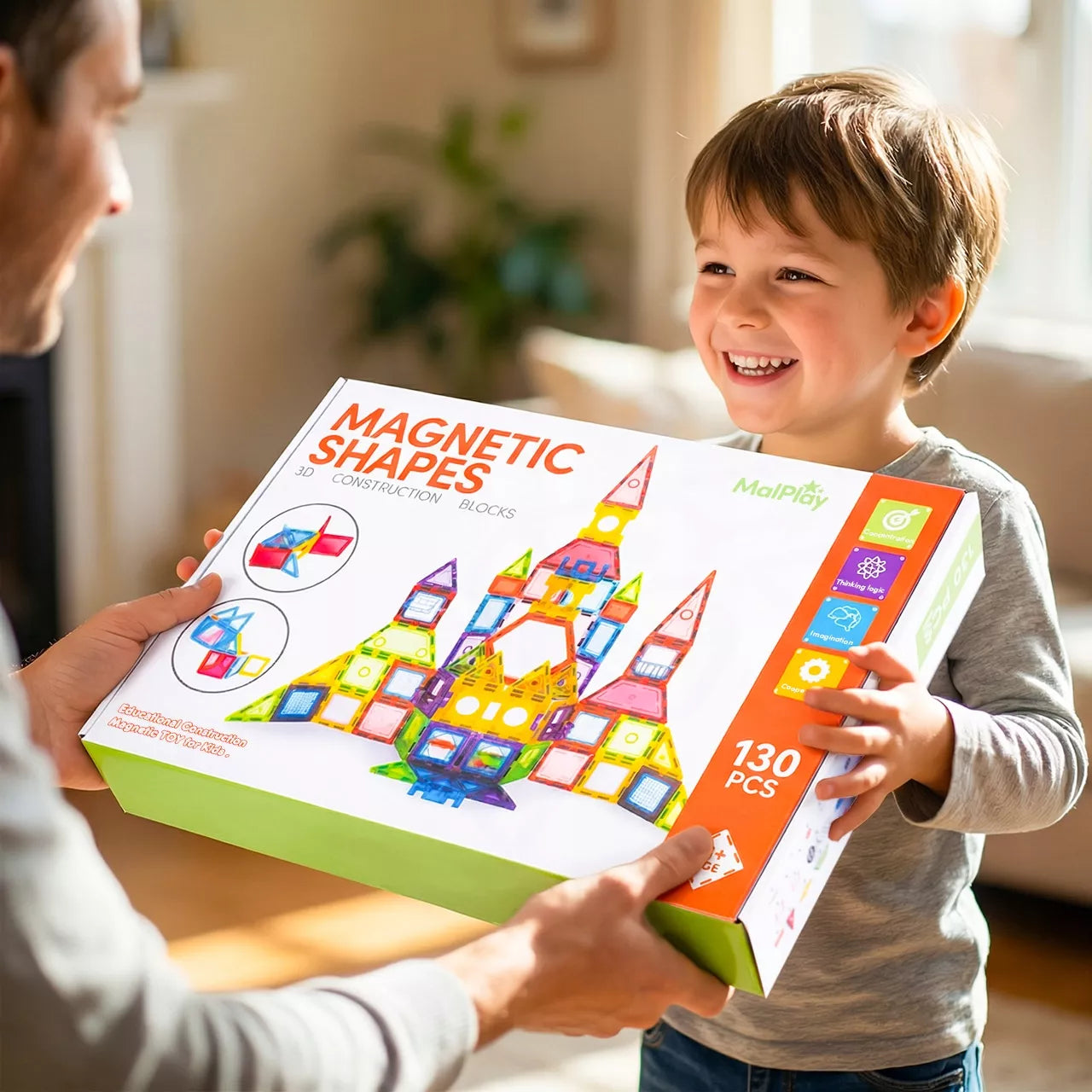 Magnetinės konstravimo kaladėlės edukacinės dėlionės vaikams 130 vnt