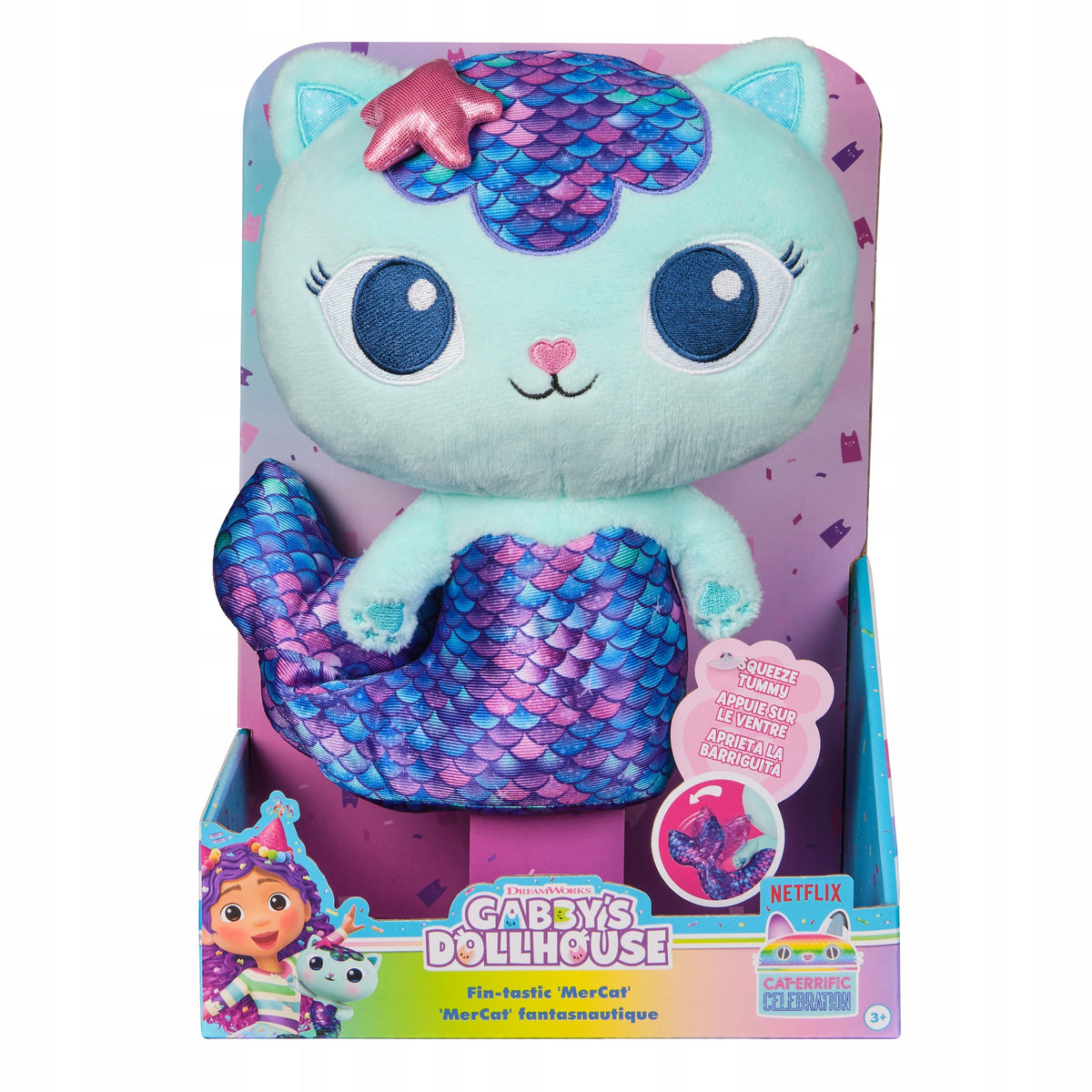 Gabby's Dollhouse Minkštas Žaislas Mercat – Judanti Undinėlė-Katytė, Pliušinė Žaisliukė 25 cm