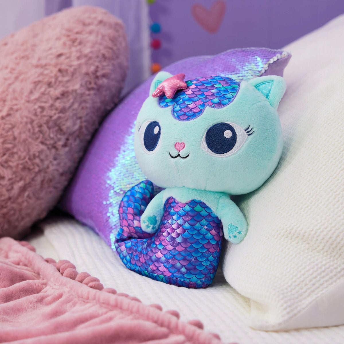 Gabby's Dollhouse Minkštas Žaislas Mercat – Judanti Undinėlė-Katytė, Pliušinė Žaisliukė 25 cm
