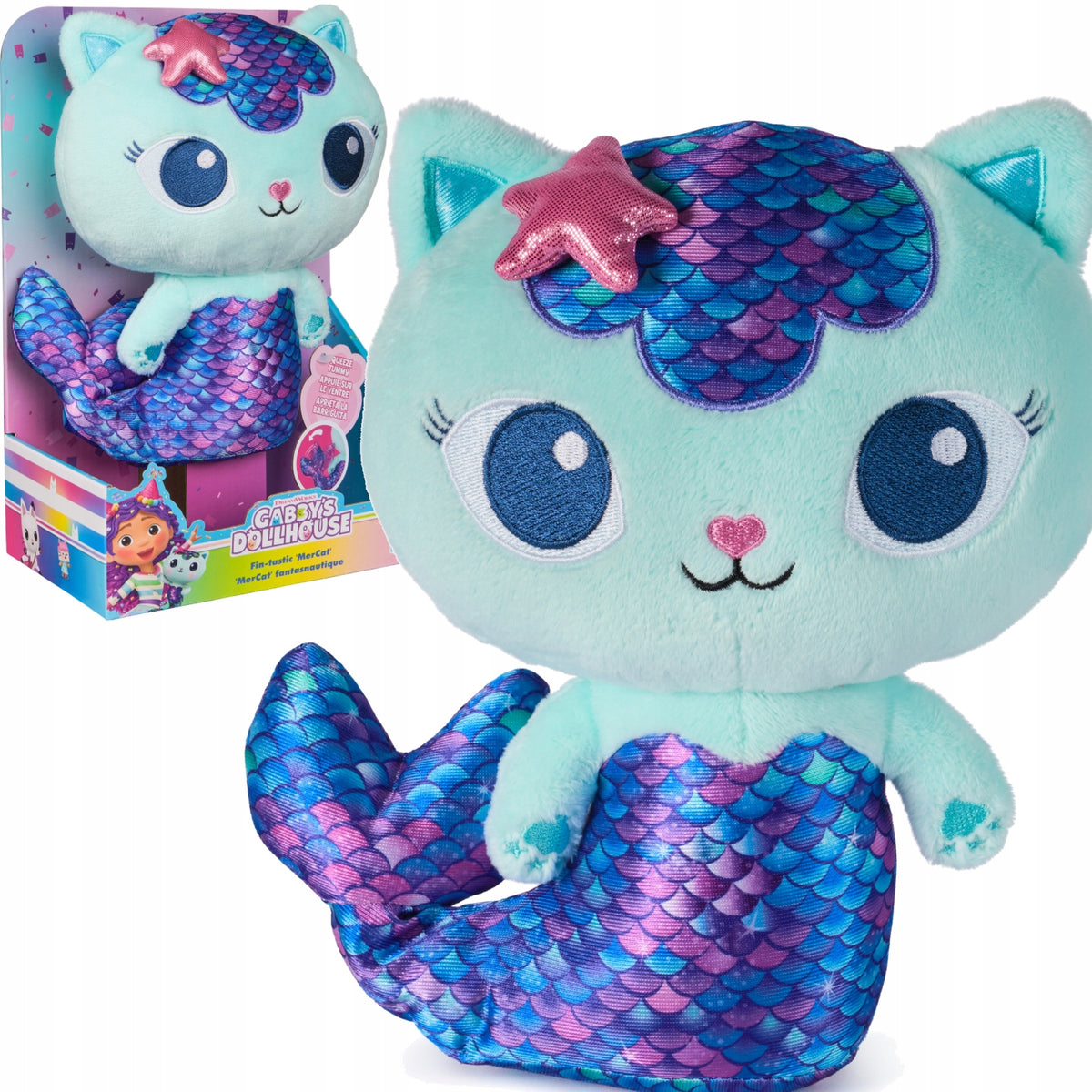 Gabby's Dollhouse Minkštas Žaislas Mercat – Judanti Undinėlė-Katytė, Pliušinė Žaisliukė 25 cm
