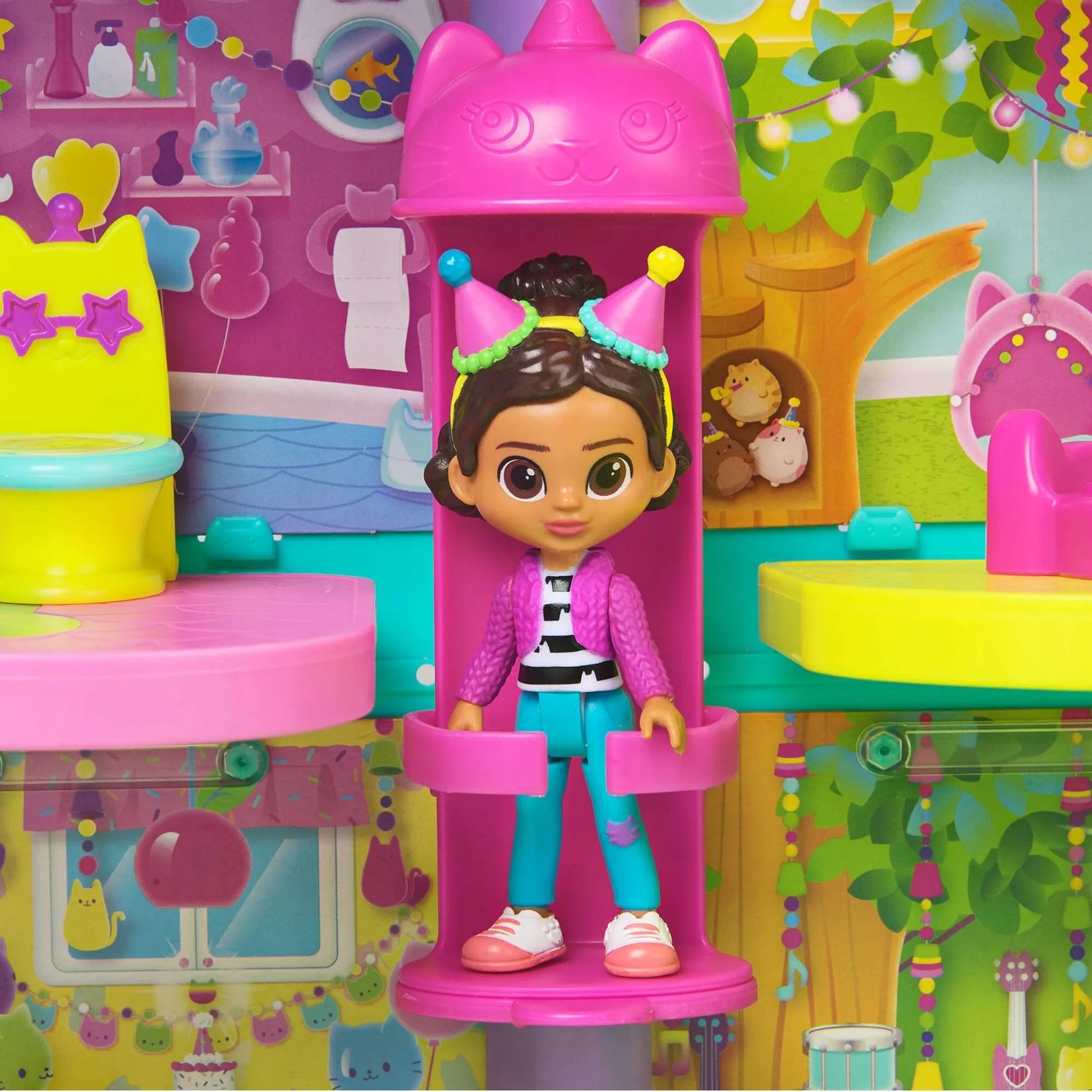 Gabby's Dollhouse didysis interaktyvus vaivorykštinis namas + lėlė Gabby su garsais 60 cm