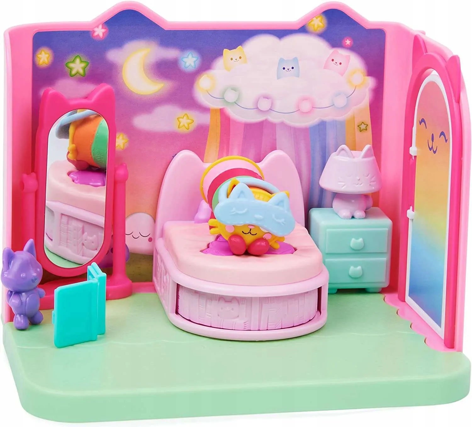 Gabby's Dollhouse miegamojo kambario rinkinys su Miękicia figūrėle, lova ir priedais