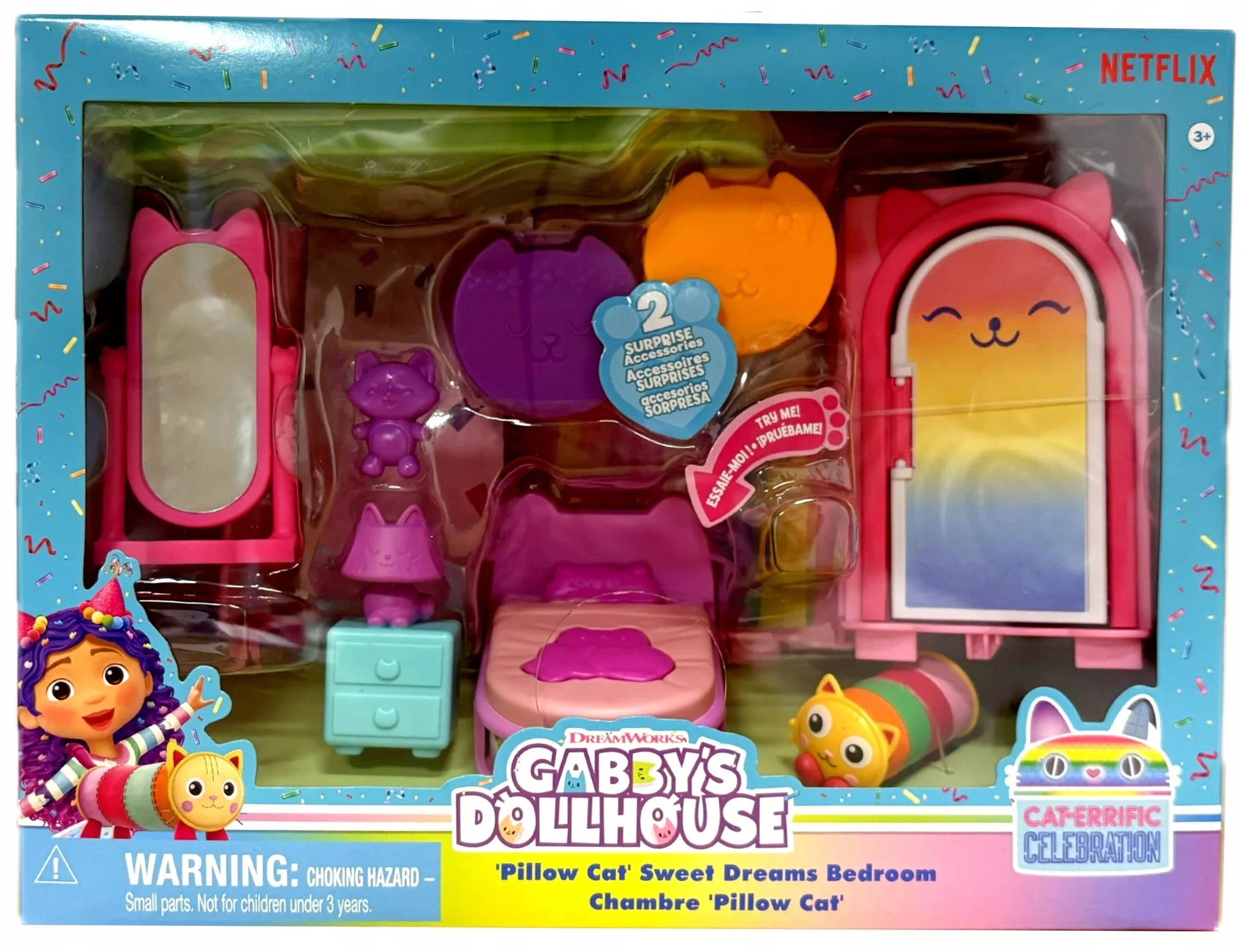 Gabby's Dollhouse miegamojo kambario rinkinys su Miękicia figūrėle, lova ir priedais