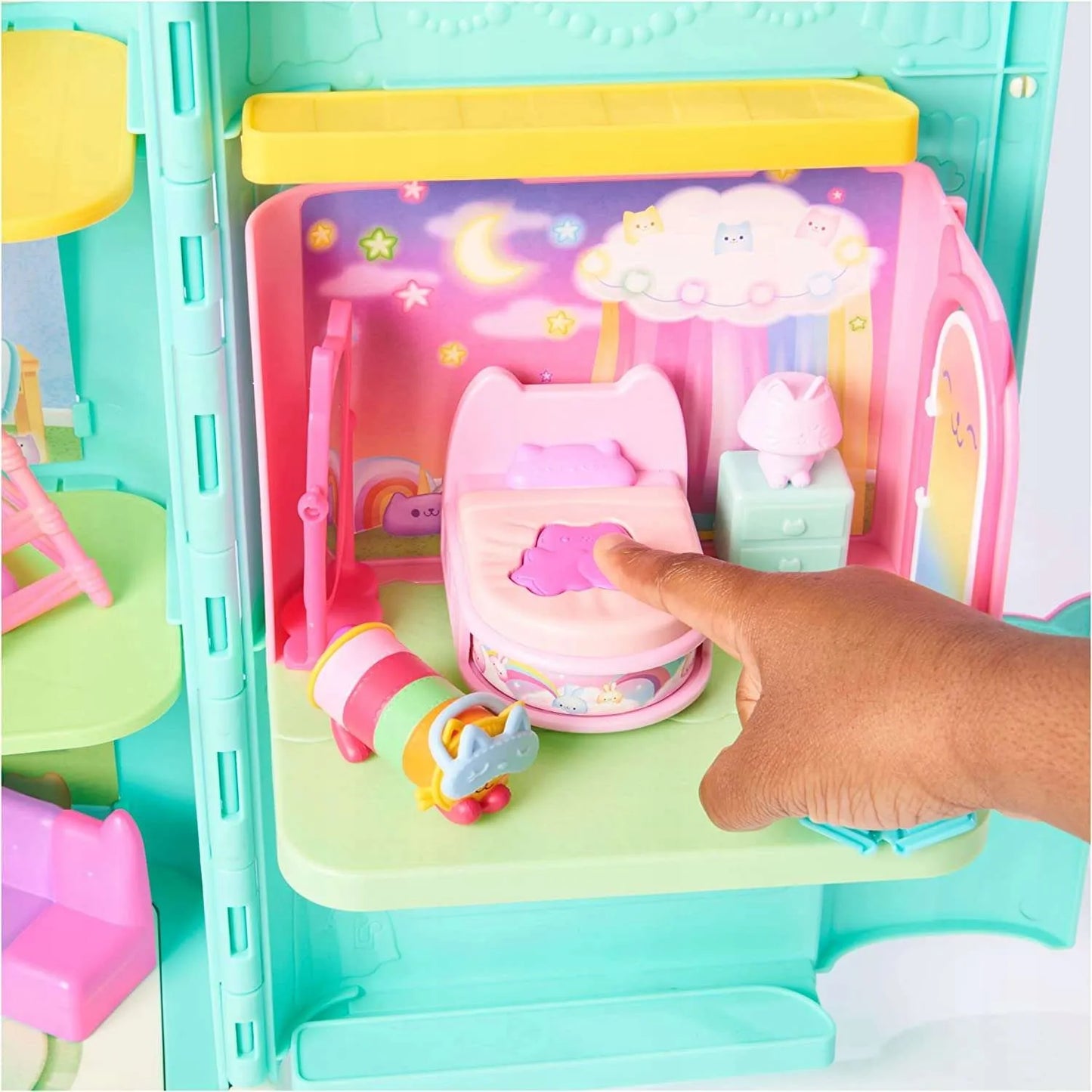 Gabby's Dollhouse miegamojo kambario rinkinys su Miękicia figūrėle, lova ir priedais