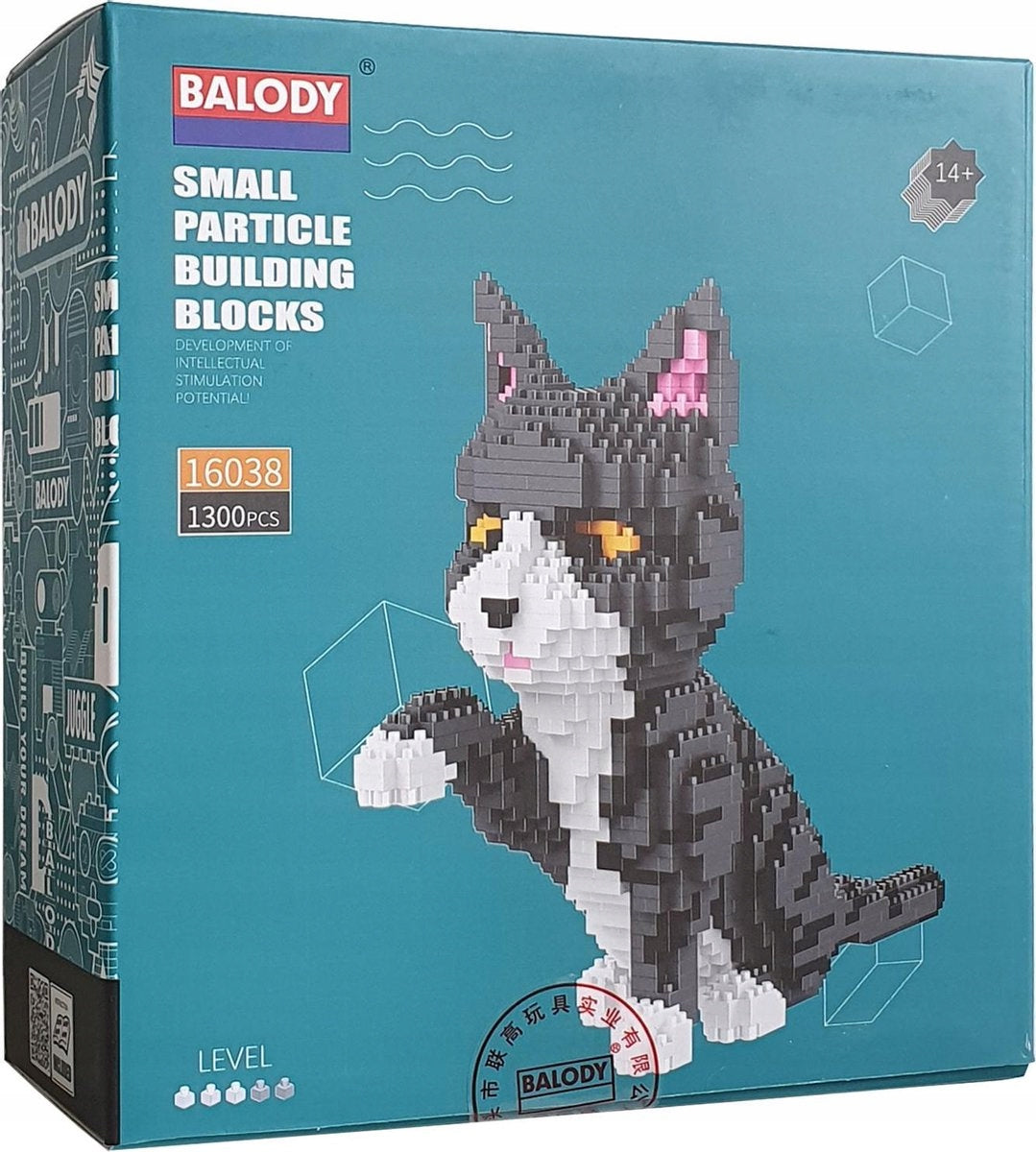 Balody Pilkos Katės Konstruktorius – 3D Mini Klocki Figūra, 1300 Detalių