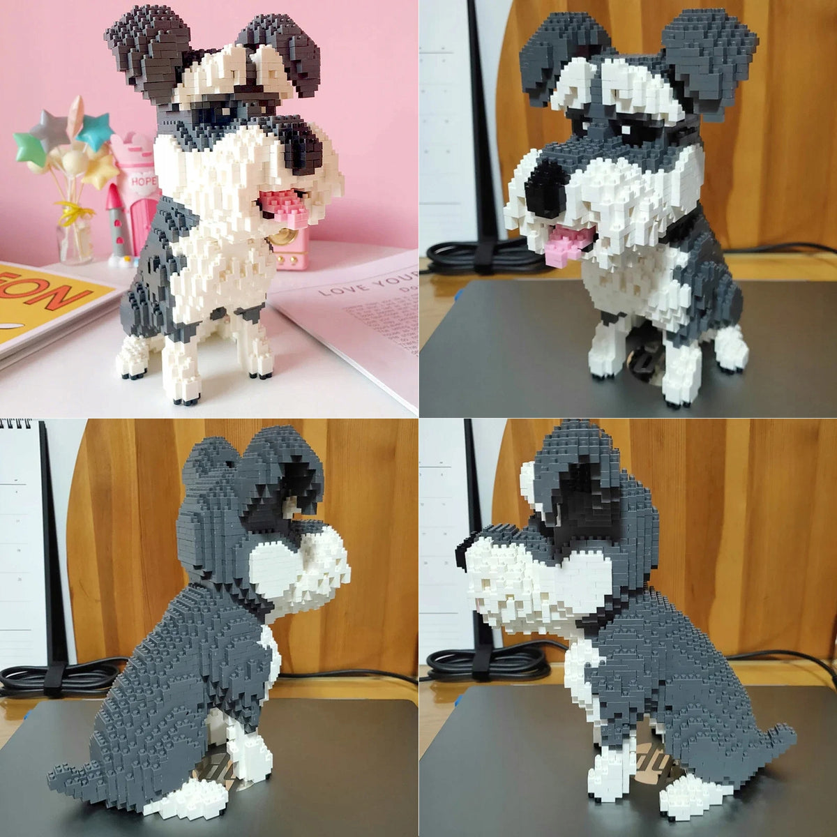 Balody Šnauceris – 3D Mini Konstruktorius Šuns Figūra, 2100 Detalių
