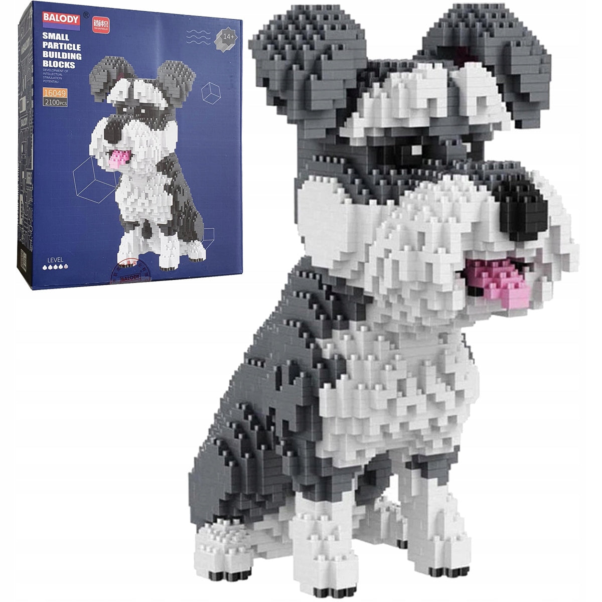Balody Šnauceris – 3D Mini Konstruktorius Šuns Figūra, 2100 Detalių