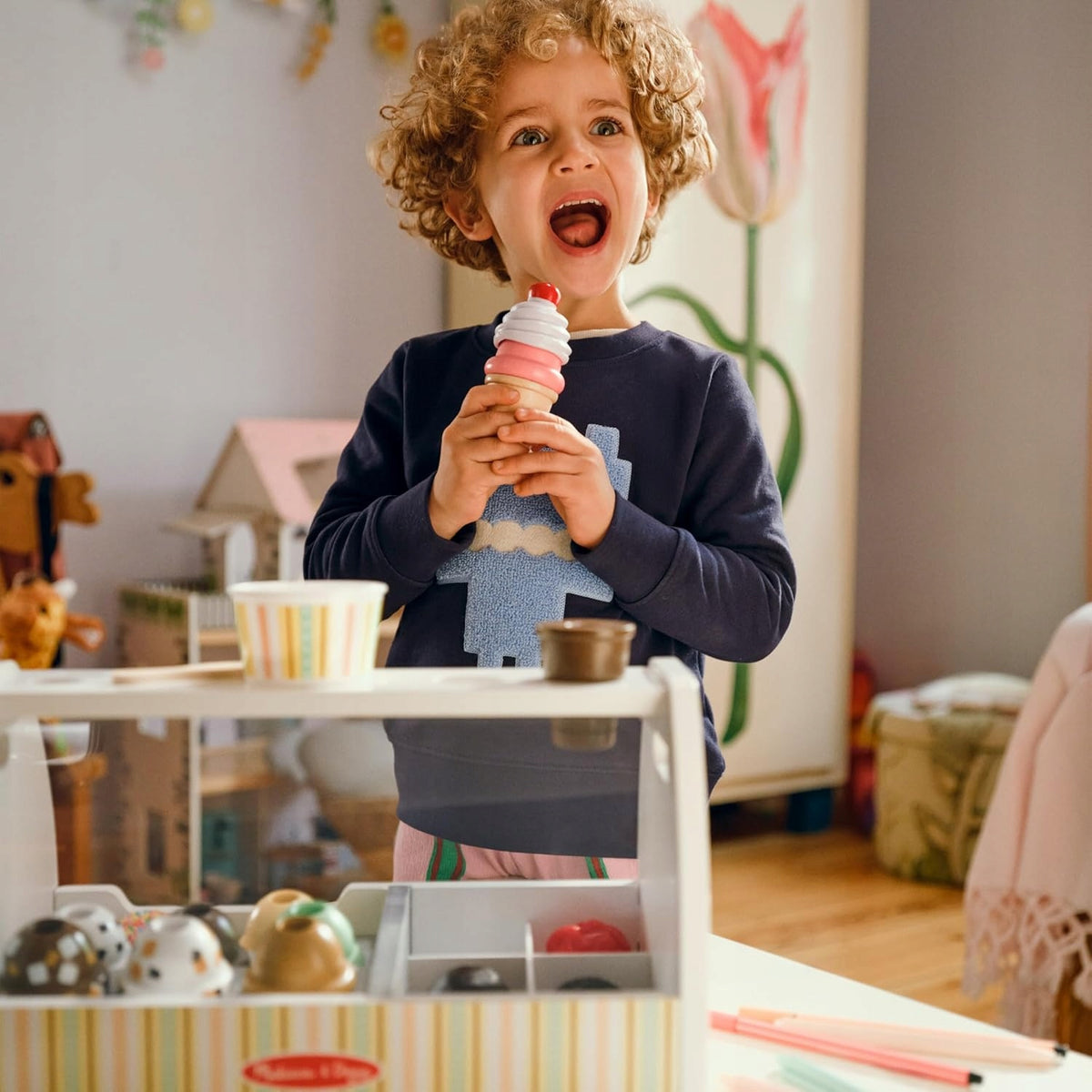 Medinė Ledainė – Ledų Parduotuvės Žaislų Rinkinys Vaikams Melissa & Doug 3+