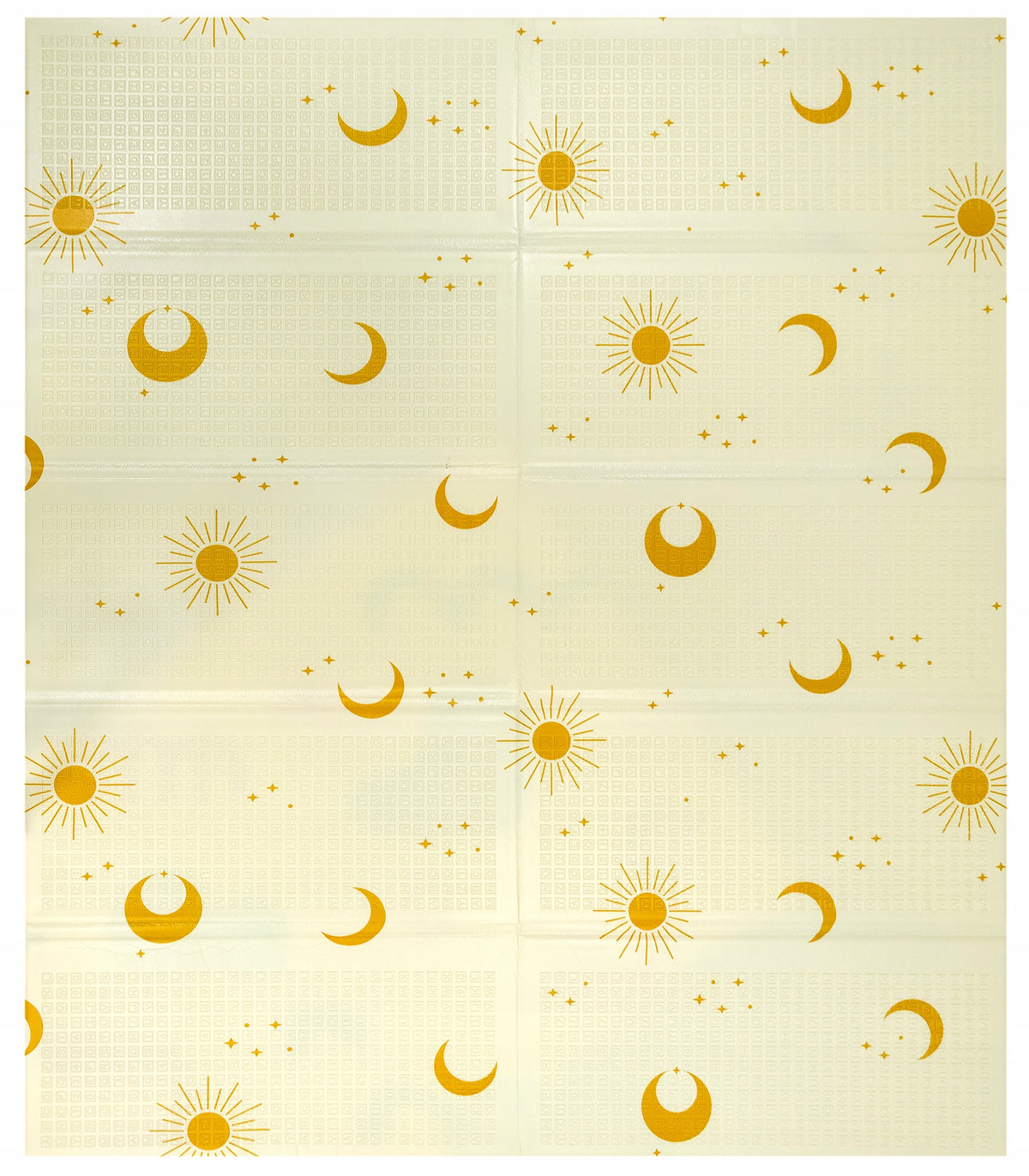 Edukacinis Sulankstomas Putų Kilimėlis 200x180 cm XPE – Saulė, Mėnuo, Figūros
