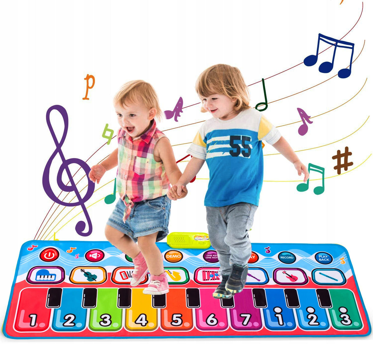 Muzikinis Kilimėlis-Pianinas Vaikams 130x48 cm – Šokių Ir Įrašymo Žaislas