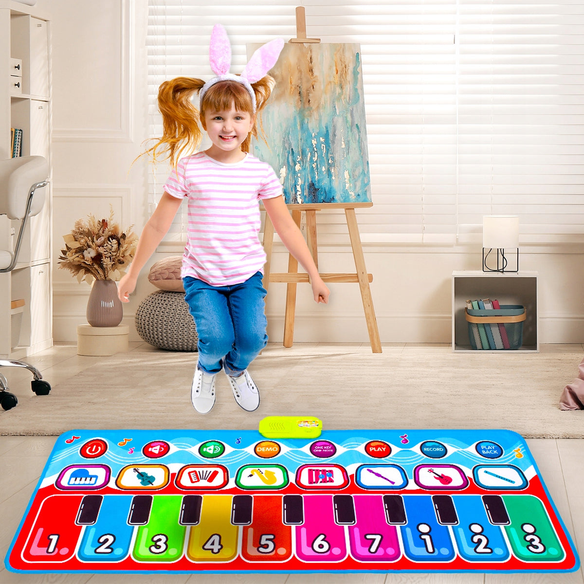 Muzikinis Kilimėlis-Pianinas Vaikams 130x48 cm – Šokių Ir Įrašymo Žaislas
