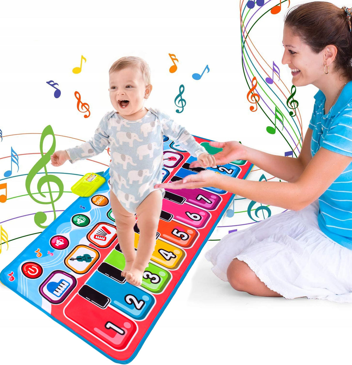 Muzikinis Kilimėlis-Pianinas Vaikams 130x48 cm – Šokių Ir Įrašymo Žaislas