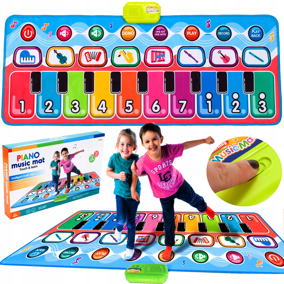Muzikinis Kilimėlis-Pianinas Vaikams 130x48 cm – Šokių Ir Įrašymo Žaislas