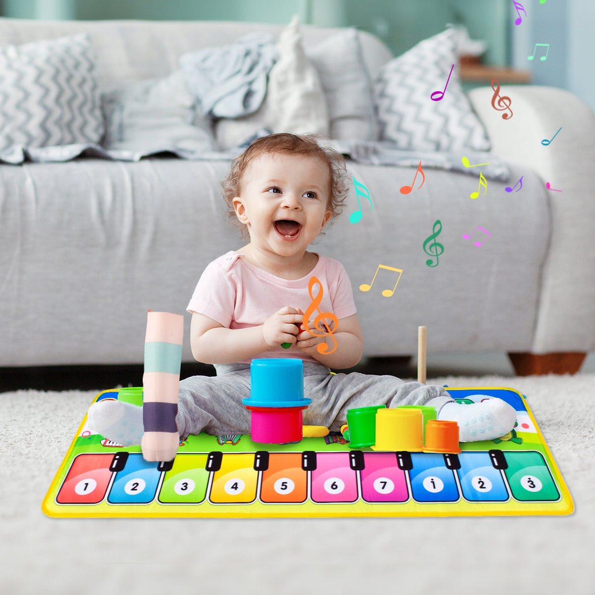 Interaktyvus Muzikinis Kilimėlis-Pianinas Vaikams su Garso Įrašymo Funkcija