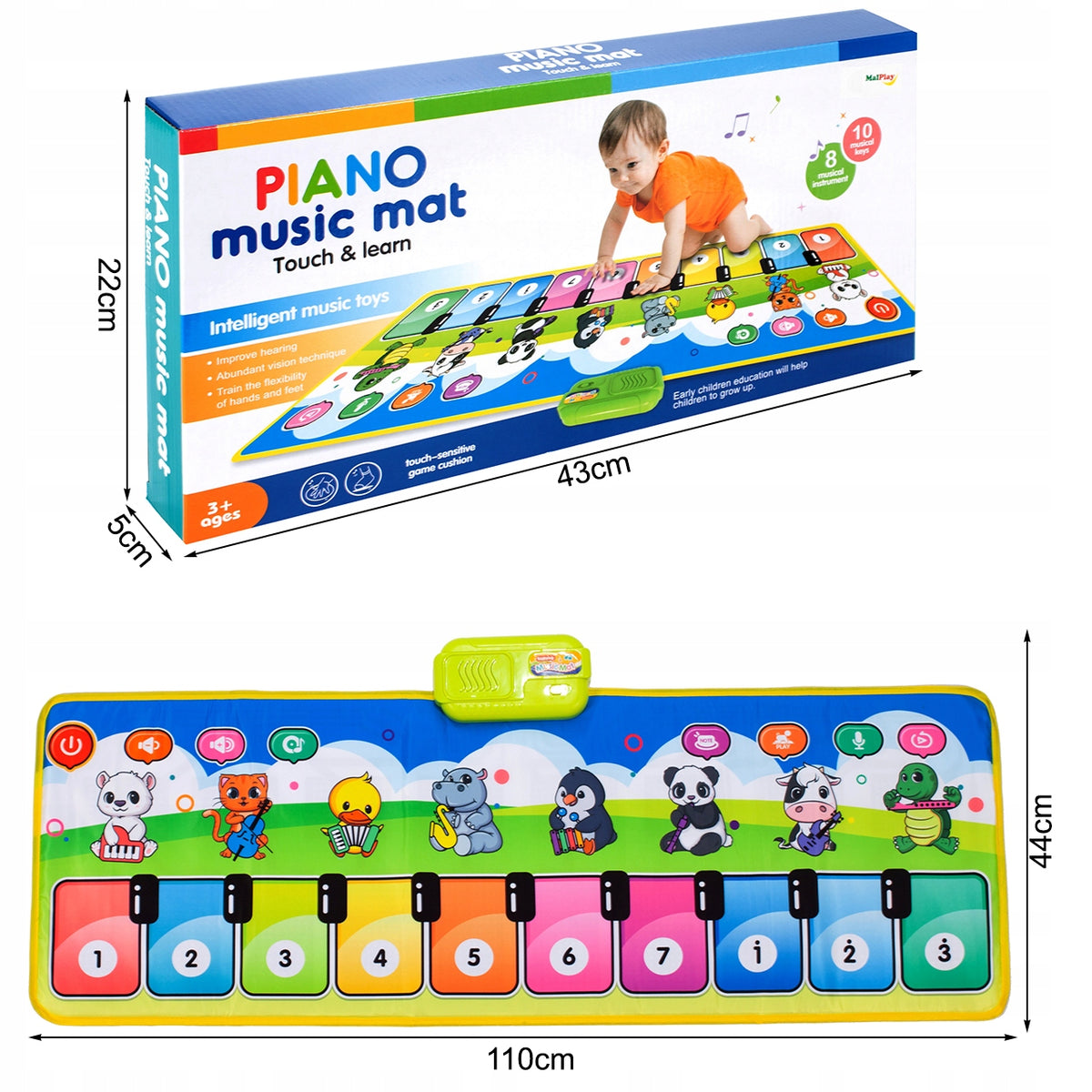 Interaktyvus Muzikinis Kilimėlis-Pianinas Vaikams su Garso Įrašymo Funkcija