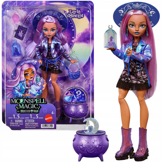 Monster High Moonspell Magic Lėlė Layla Stone – Kristalų Ragana + Priedai