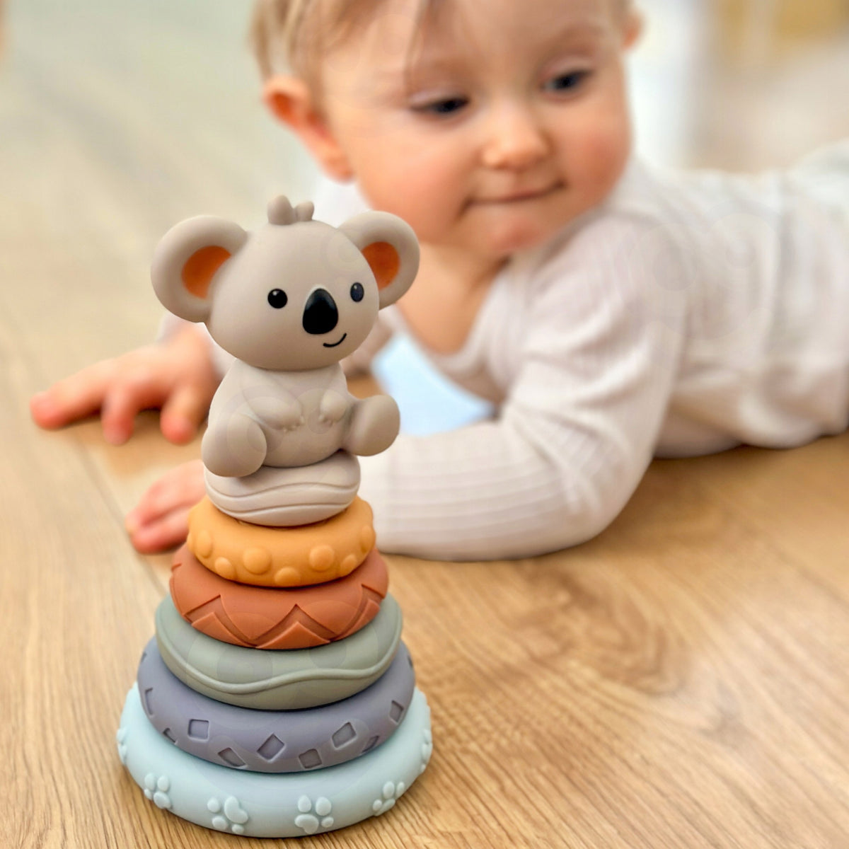 Minkštų Guminių Sensorinių Kaladėlių Rinkinys 3in1 su Meškiuku