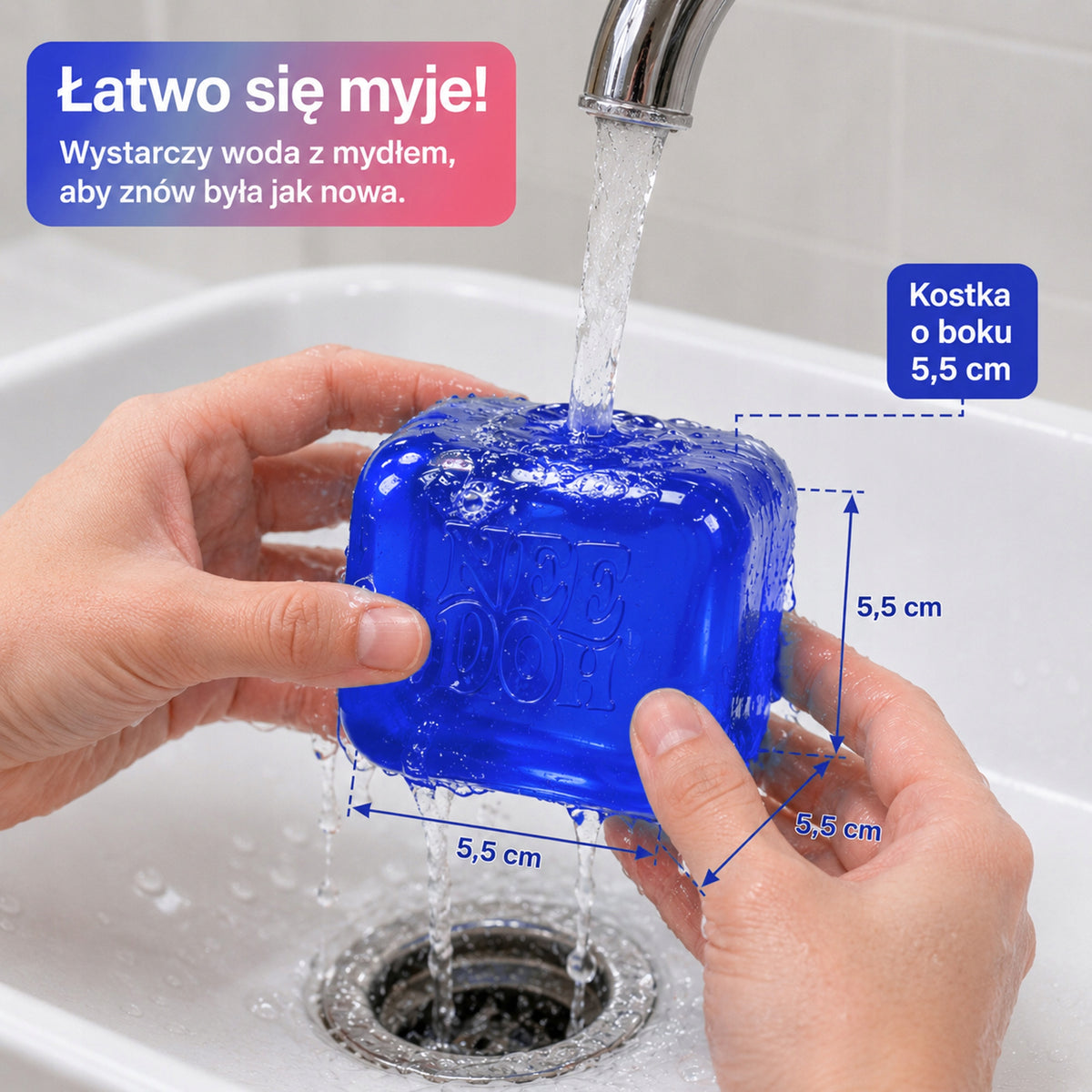 NeeDoh Nice Cube – Antistresinis Ledo Kubo Formos Gniūžtukas su Atminties Efektu, Bordo