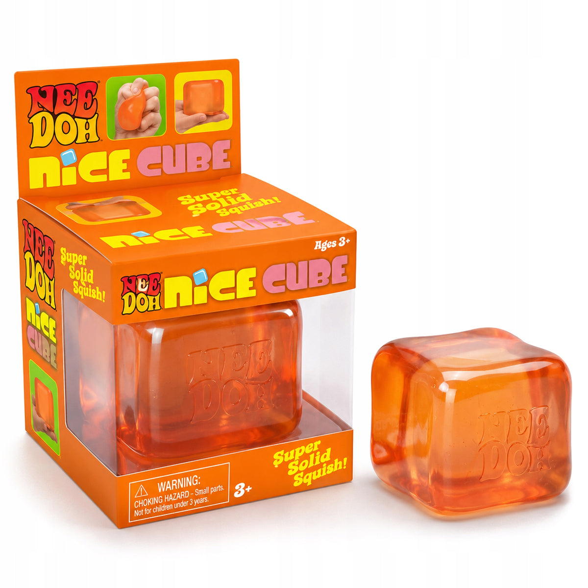 NeeDoh Nice Cube – Antistresinis Gniotukas Ledo Kubo Formos, Oranžinis