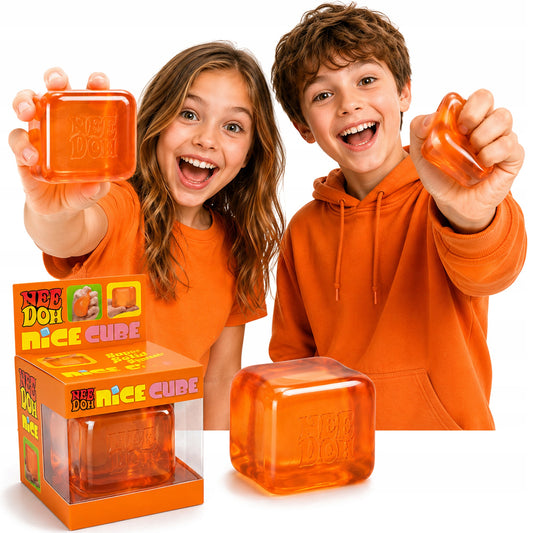 NeeDoh Nice Cube – Antistresinis Gniotukas Ledo Kubo Formos, Oranžinis
