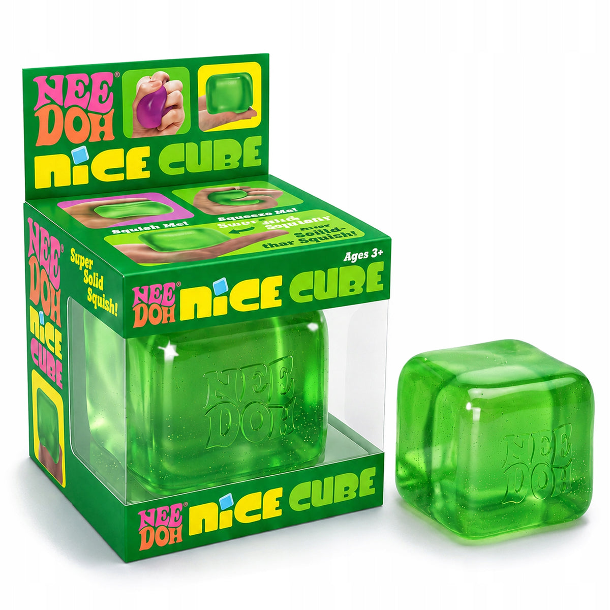 NeeDoh Nice Cube – Antistresinis Sensorinis Gniūžtukas, Žalias