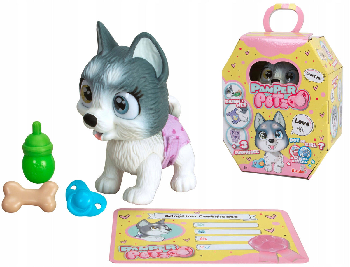 Pamper Petz Interaktyvus Šuniukas Husky 20 cm + Priedai