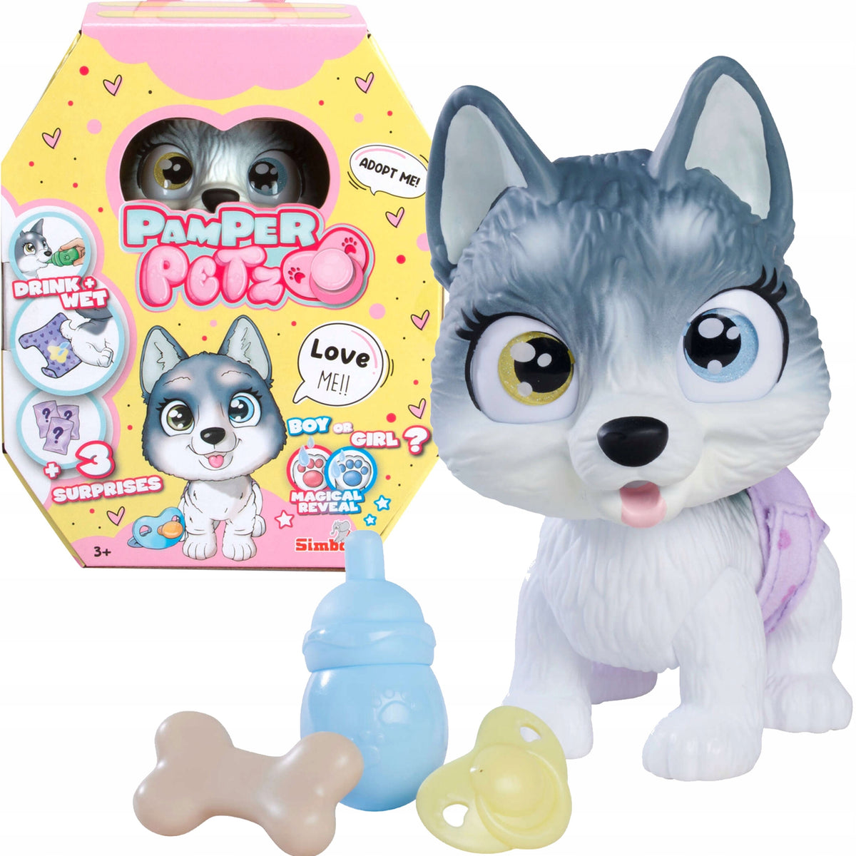 Pamper Petz Interaktyvus Šuniukas Husky 20 cm + Priedai